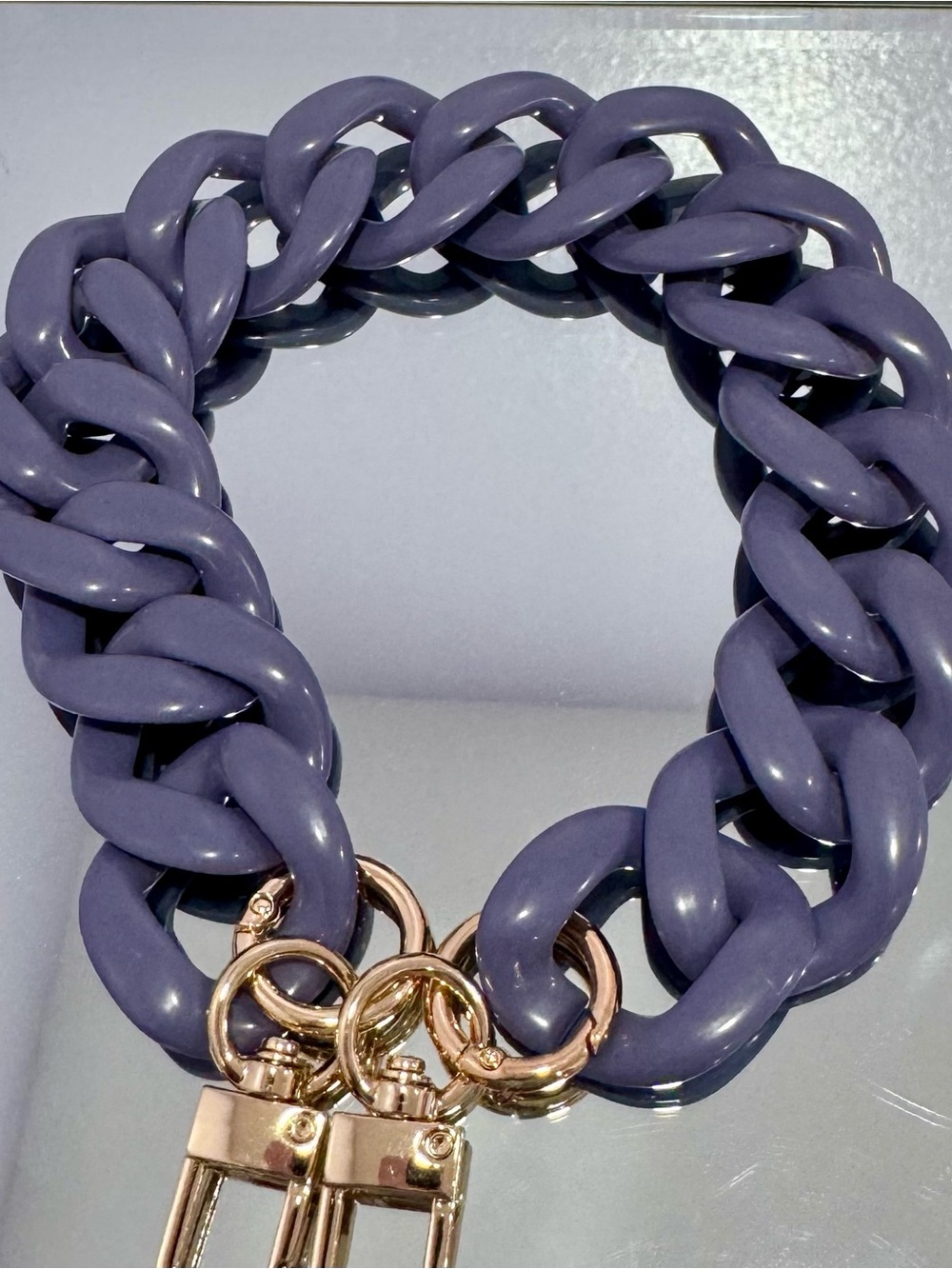 New Acrylic Glossy Deep Purple 18 inch Bag Chain with Gold Hardware